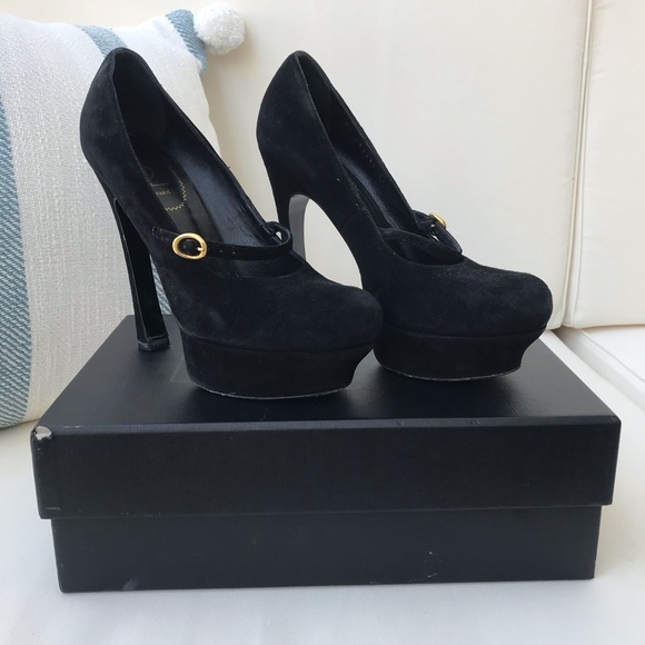 Black Suede Saint Laurent Heels - Picture 3 of 5